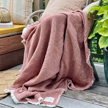 Thyme Throw, H180cm x W130cm, Rusty Red