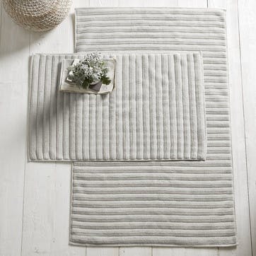 Hydrocotton Ribbed Bath Mat , Pearl Grey, Large