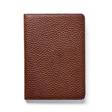 Passport Cover with Card Slots H14 x W10cm, Tobacco Pebble