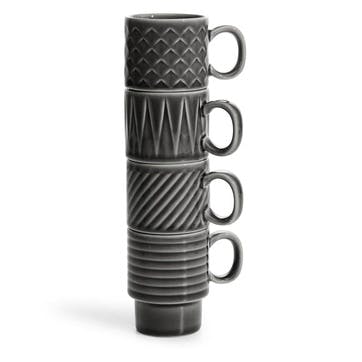 Coffee & More, Espresso Mug, Set of 4 Grey