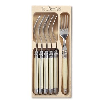 Set of 6 Forks in Tray , Ivory