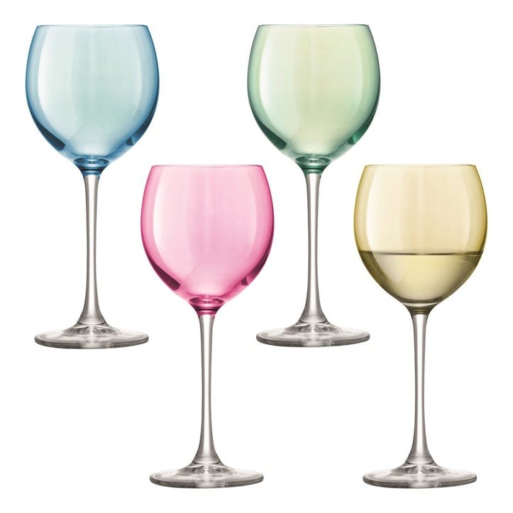 LSA Polka Wine Glasses, Set of 4, Pastel Assorted