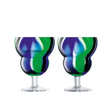 Folk Set of 2 Wine Glasses 230ml, Black/Blue/Green