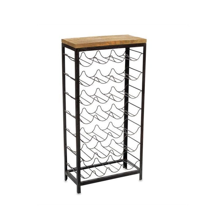 Obra Industrial 28 Bottle Wine Rack, Black and Mango Wood