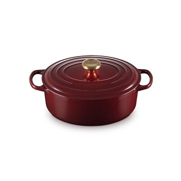 Signature Cast Iron Oval Casserole 29cm, Garnet