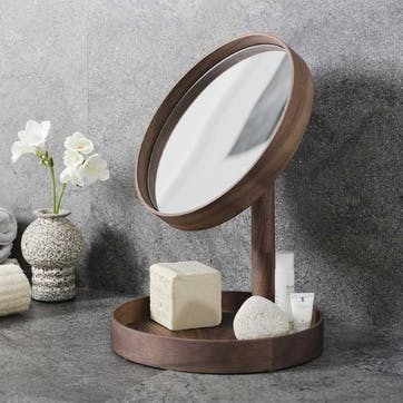 Look Magnify Mirror H37 x D25cm, Walnut