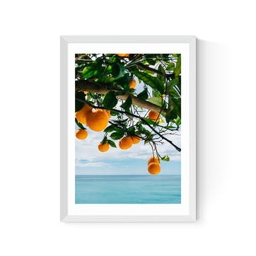 Bethany Young Amalfi Coast Oranges Print A2, White Frame