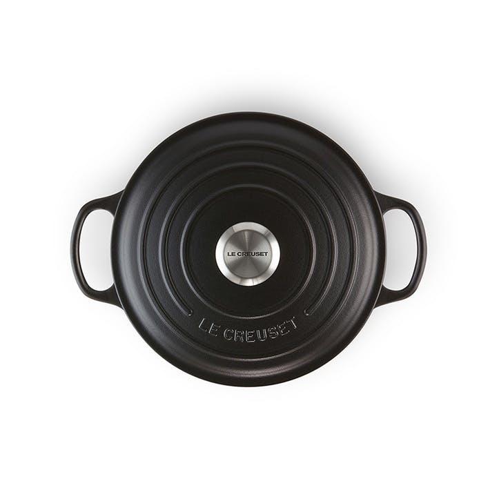 Cast Iron Round Casserole - 28cm; Satin Black