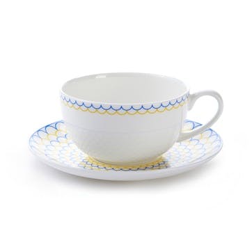 Ripple Cup and Saucer 375ml, Yellow & Blue