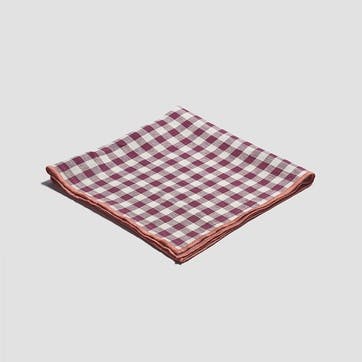 Gingham Linen Set of 4 Napkins 45 x 45cm, Berry