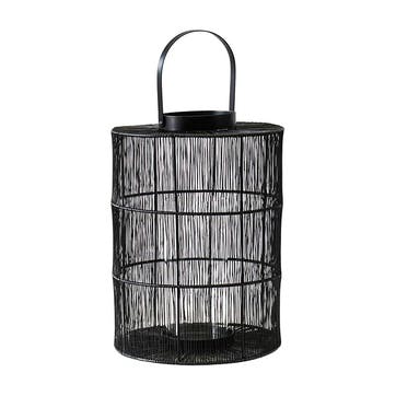 Portofino Wirework Lantern with Glass Insert H34cm, Black