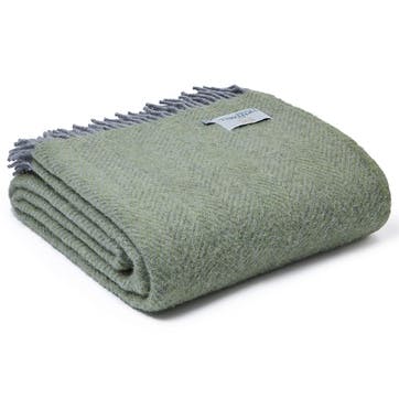 Beehive Pure New Wool Throw 140 x 240cm, Fern & Grey