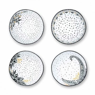 Artisanne Noir Set of 4 Small Bowls D13cm, Monochrome