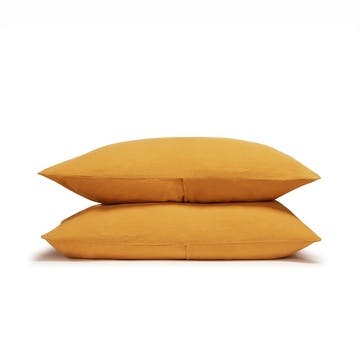 Linen Pair of Standard Pillowcases, Ochre
