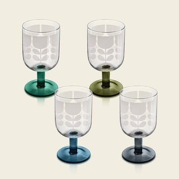 Classic Stem Set of 4 Wine Glasses 330ml, Multi