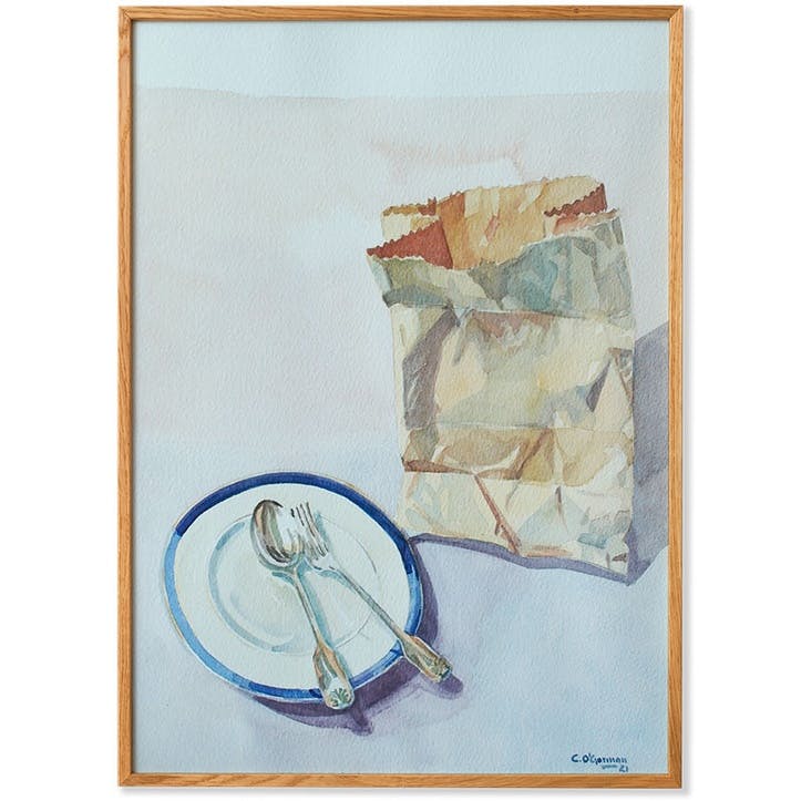 The Bag Framed Print 50 x 70cm, Brown