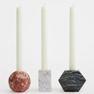 Kalik Marble Set of 3 Candleholders, Multi Colour