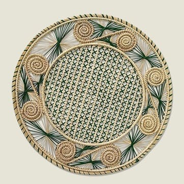 Sandra  Set of 2 Woven Placemats D35cm, Dark Green