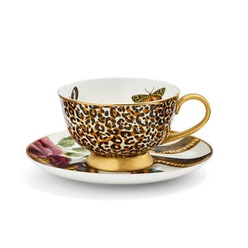 Tea Cup & Saucer Coupe, Leopard