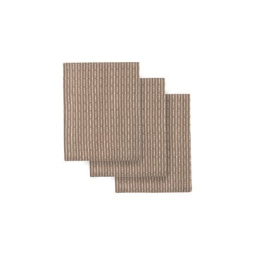 Piqué Set of 3 Kitchen Cloths 18 x 35cm, Clay Stone