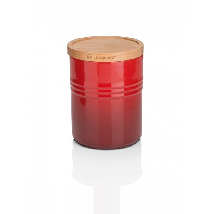 Stoneware Storage Jar with Wooden Lid - Medium; Cerise