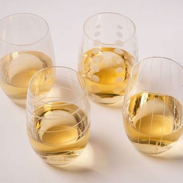 Cheers Set of 4 Stemless Wine Glasses 480ml, Clear