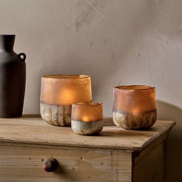 Ngolo Tealight Holder D18cm, Amber