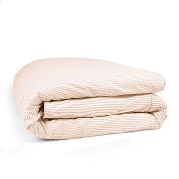 Striped Percale  Duvet Cover Superking, Clay Pink Stripe