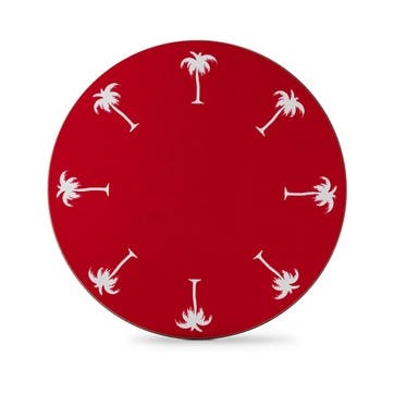 Palm Tree Round Table Mat Set of 4, Cerise Pink