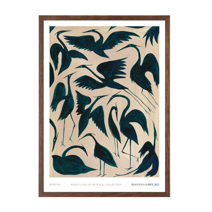 Herons Recycled Paper Print A3, Teal