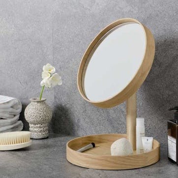 Look Magnify Mirror H37 x D25cm, Natural Oak