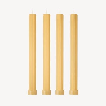 Roma Set of 4 Dinner Candles H27cm, Mustard Yellow