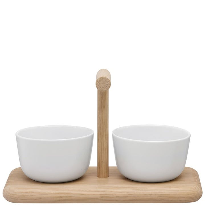Dine Duo Serving Set with Oak Base 26cm, White