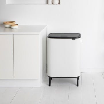 Bo Hi Recycling Bin with 2 Inner Buckets, White