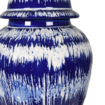 Tie Dye Ginger Jar H45cm, Blue & White