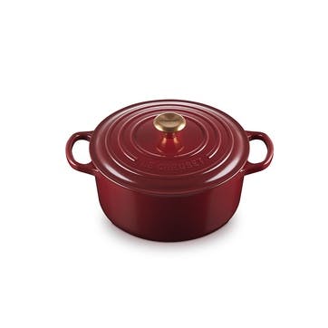 Signature Cast Iron Round Casserole 22cm, Garnet