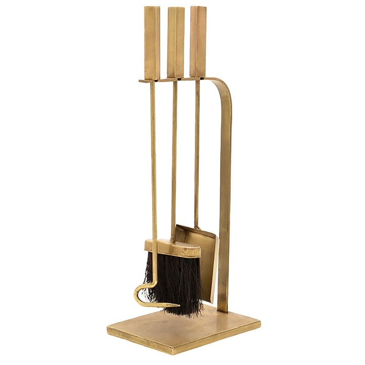 Companion Square Fireside Set H50cm, Brass