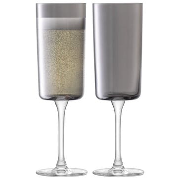 Lunar Set of 2 Champagne Flutes 210ml, Lunar Grey