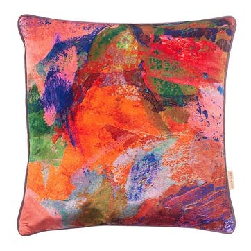 Rose Abstract Velvet Cushion  47 x 47cm, Multi