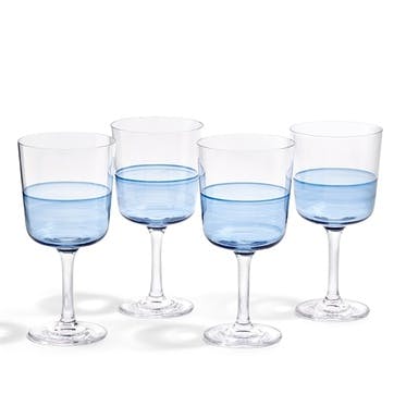 1815 Glass Set of 4 Wine Glasses 350ml, Blue