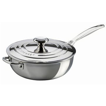 Signature Stainless Steel Non-Stick Coated Chef's Pan With Lid - 24cm