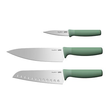 Leo 3 Piece  Advanced Knife Set, Forest