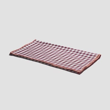 Gingham Linen Table Runner 45 x 200cm, Berry