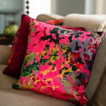 Square velvet cushion, W49 x H49 cm, Susi Bellamy, Foliage, Pink