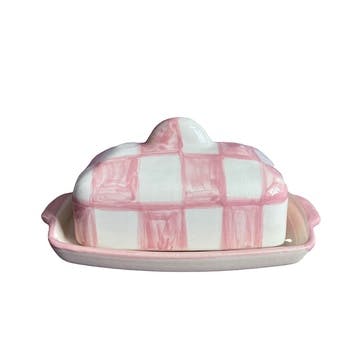 Buttercup Butter Dish W18 x L8cm, White/Pink