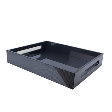 Lacquered Tray 40 x 35cm, Carbon