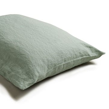 Cotton Linen Mix Pillowcases, Standard, Sage Green