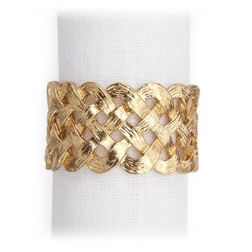 Braid Napkin Rings, Gold, Set of 4