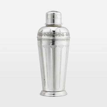 Rochester Engraved Silver Cocktail Shaker H24cm, Silver