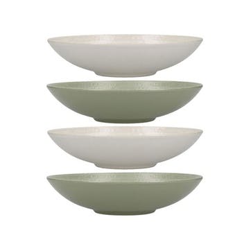 Stoneware Set of 4 Coupe Pasta Bowls D22cm, Green
